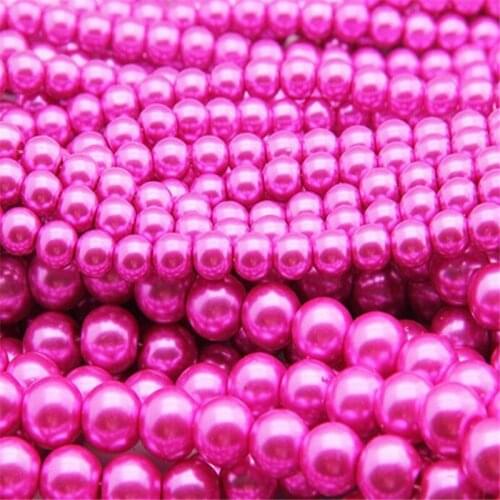 MHS.SUN Loose 4mm-10mm Hot Pink Round Imitation Pearl Loose DIY Loose Glass Pearls Spacer Beads For Jewelry Making Hand Craft