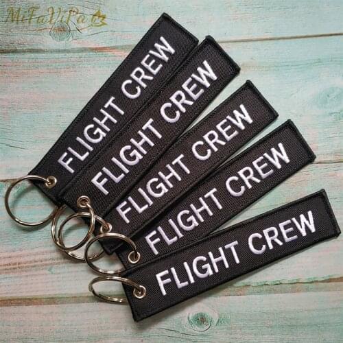MiFaViPa 5 PCs FLIGHT CREW Keychain New Fashion Trinket Phone Strap Black Embroidery CESSNA Key Chain for Aviation Gift Key Ring