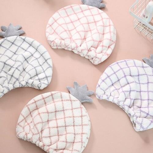 Cute Pineapple Bath Cap Soft Microfiber Hair Turban Quickly Dry Hair Hat Wrapped Towel Bathing Cap Hair Speed Dry Shower Cap