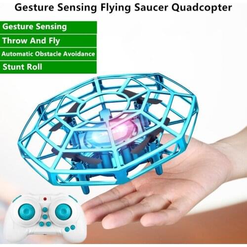 Mini Smart Gesture Sensing UFO RC Quadcopter 2.4G Stunt Tumbling With LED Light Fall Resistance Remote Control Drone Flying Toy