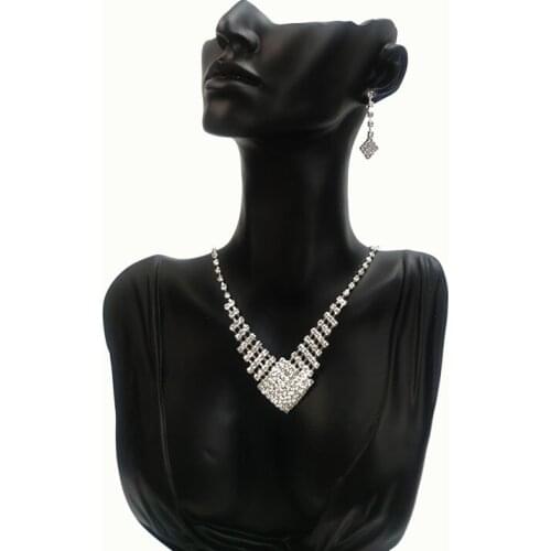 Fashion Bridesmaid Bridal Jewelry Sets for Women Rhinestone Crystal Necklace Earrings Sets Prom Wedding Jewelry Sets Indian Girl