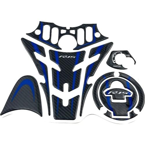 Motorcycle 3D Carbon Fiber Fuel Tank Cap Tank Cover Protector Sticker Pad Anti Slip Traction Decal For Yamaha YZF R15 YZFR15
