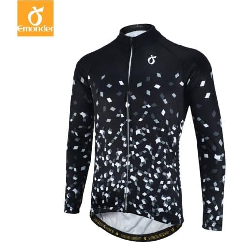 EMONDER 2020 Men Winter Thermal Fleece Long Sleeve Cycling Jersey MTB Bike Bicycle Ridding Sport Jacket Black Customized Jersey