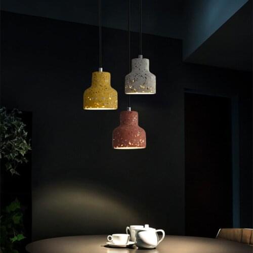 Nordic E27 Pendant Lamp Semi-transparent Cement Creative Bedroom Hanging Light Dining Room Color Bar Modern Decor Home Fixture
