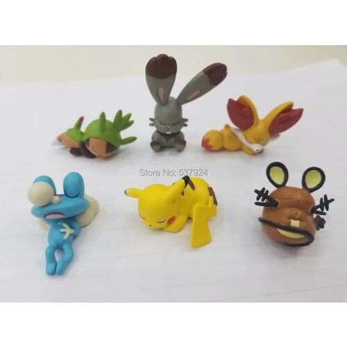 New 48PCS Sleeping Pika Chespin Fennekin Froakie Dedenne 1.6-2” 4-5CM PVC Action Figure