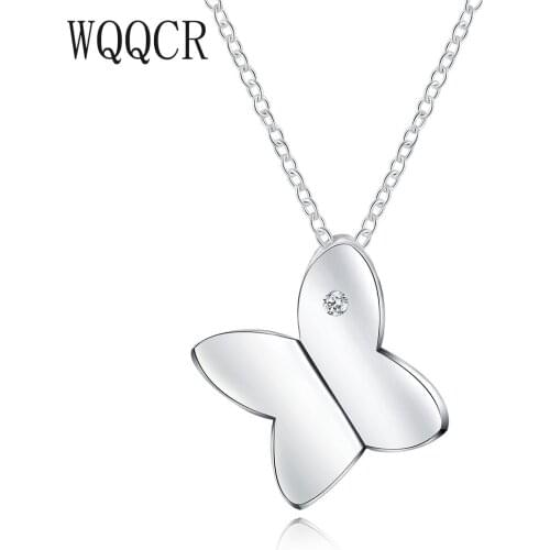 New zircon crystal stone pendant necklace 925 silver butterfly necklace item sliding necklace ladies