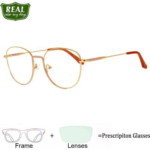 New Design IP Plating Anti Blue Prescription Eyeglasses Women Metal Titanium temple ultra light Eyewear 019