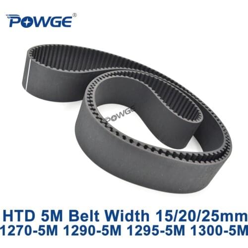 POWGE HTD 5M synchronous Timing belt C=1270/1290/1295/1300 width 15/20/25mm Teeth 254 258 259 260 HTD5M 1270-5M 1290-5M 1300-5M