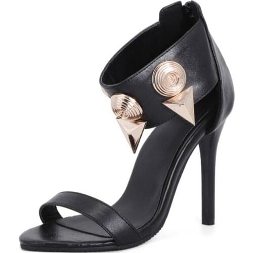 Leather Gladiator Sandals Women 2021 Summer Female Sexy Zip Classics Super High Thin Heels Party Lady Shoes Plus Size 32-48 13