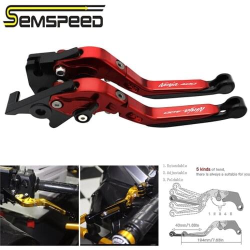SEMSPEED Ninja400 logo For Kawasaki Ninja 400 2018 2019 2020 Motorcycle CNC Foldable Extendable Brake Clutch Levers Handle Grips