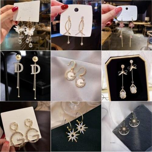 Fashion Simple Geometric Earrings Tassel Earrings Fashion Temperament Inlaid Zircon Hollow Earrings Banquet Party Gift Jewelry