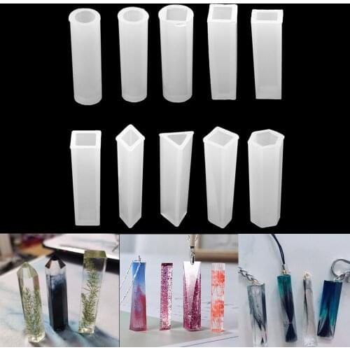 11 Style Column Shape Silicone Molds Cylinder Trapezoid Crystal Mold Pendant Decoration Epoxy Resin Mould for DIY Jewelry Making