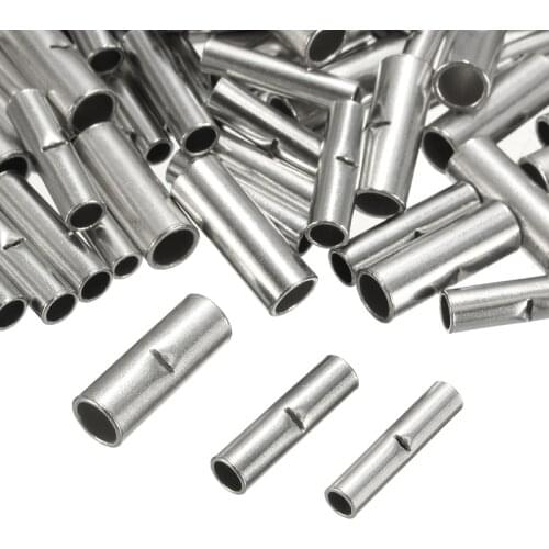 100/150Pcs Butt Splice Connectors 10mm Copper 22-10AWG Tinned Splice Crimp Terminal Cord Pin End Uninsulation Terminators