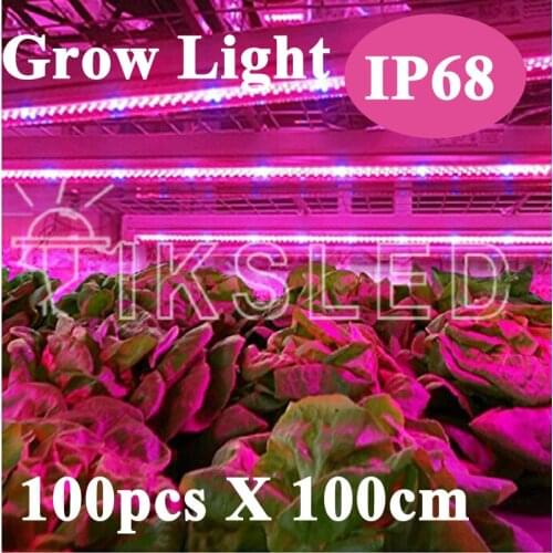 New 1M*100pcs Led bar rigid strip DC12V grow light for a quariumhydroponics growing IP68 waterproof Red and blue
