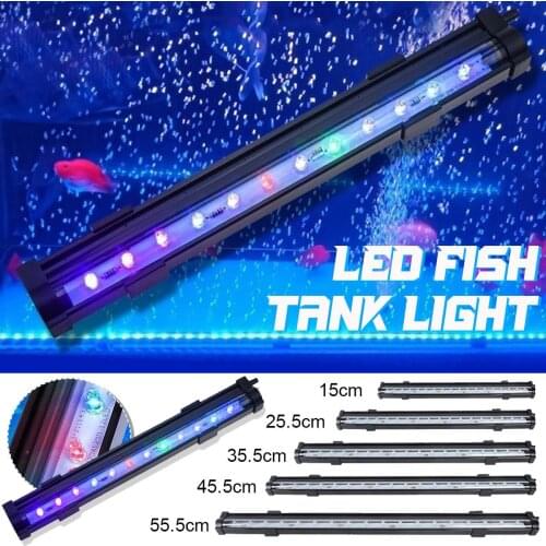 15-60CM Aquarium Light Slow Flash LED Fish Tank Light Submersible Lamp Multicolor Waterproof Underwater Lighting 100-240V