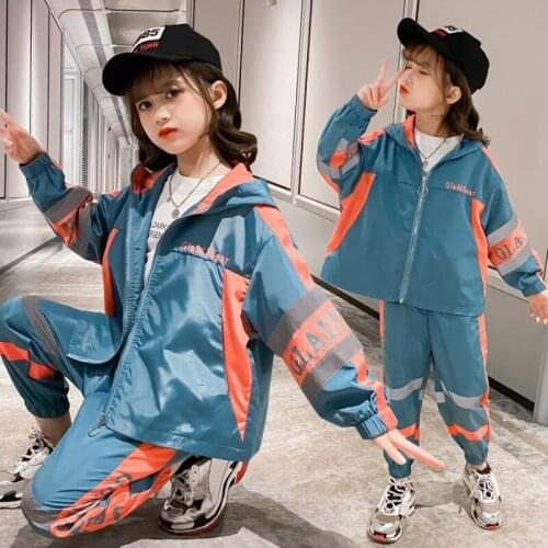 Luminous Girls Clothes Spring Autumn 2020 Children Clothes Sets Letter Print Sports suit Teen Girls Clothes 4 7 9 11 13 14 Years
