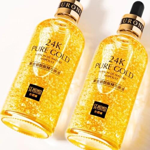 New Product Hyaluronic Acid Serum 24k Gold Face Moisturizing Solution Whitening Anti Aging Anti Wrinkle Acne Facial Essence