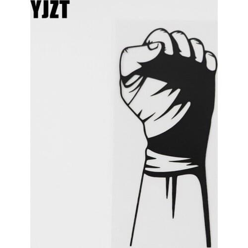 YJZT 6.2CMX14.2CM Hand Fighter Boxing Fight Club Decal Vinyl Car Sticker Black/Silver 8A-0726