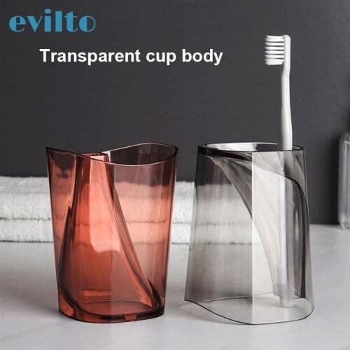 1pcs Bathroom Tumblers Transparent Inverted Draining Toothbrush Cup Home Travel Tooth Brush Storage Organizer Washing Cup