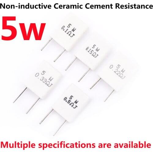10PCS BPR56 5W Non-inductive Ceramic Cement Resistance 0.01R 0.015 0.022 0.02 0.03 0.047 0.05 0.1 0.15 0.2 0.25 0.5 1 10 100Ohm