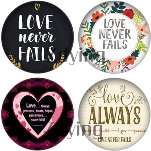 10pcs/lot Love Bible Verse Quotes Letter Round Glass Cabochon Dome Demo Flat Back Making Jewelry Findings Earring Brooch