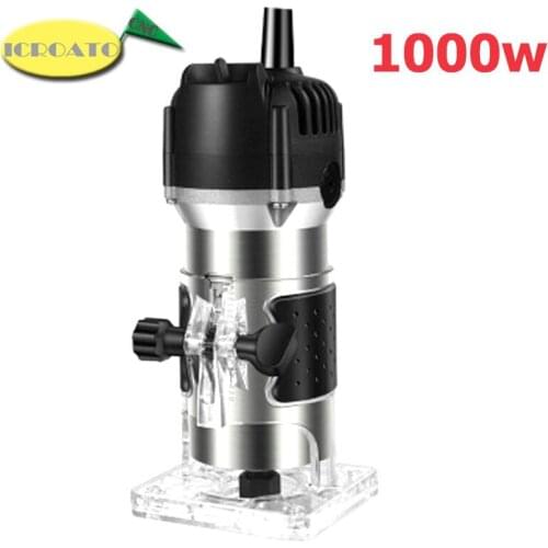 1000W 32000rpm Wood Electric Hand Trimmer Woodworking Engraving Slotting Trimming Hand Carving Machine Wood Router Joiners Set