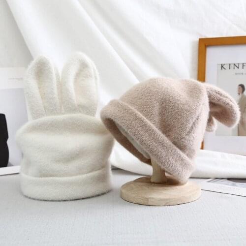 2021 bunny hat Plush thick warm beanie bonnet chapeau femme skullies beanies hats women gorras para mujer gorros hip hop caps