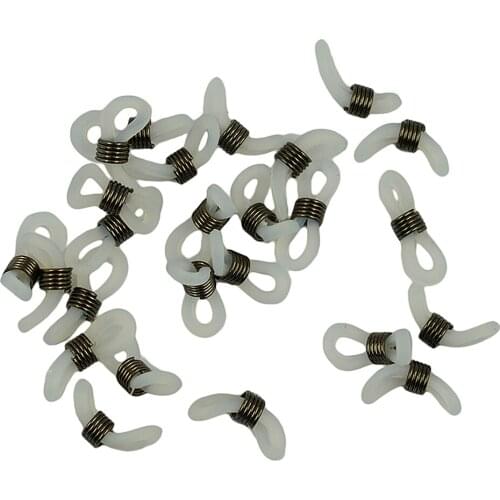 25pcs Rubber Strap Silver Metal Coil Eyeglasses End Loop Holder Accessory