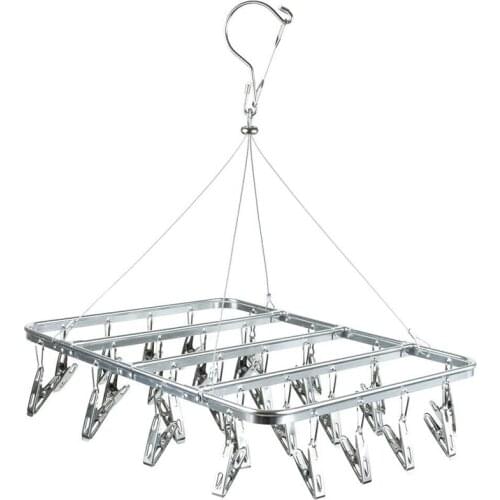 28 Clips Aluminum Alloy Clip and Drip Hanger, Windproof Underwear Sock Hangers, Laundry Drying Rack