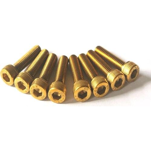 3pcs M4 burnt titanium gold stainless steel Allen cylinder head knurled screw hex socket cup modified fixed bolt 6mm-50mm long