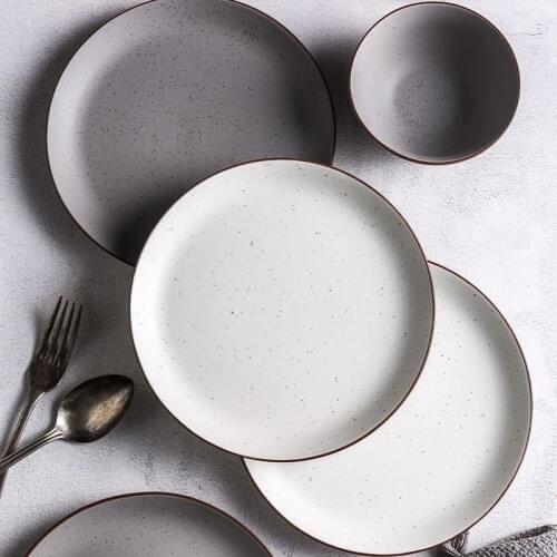 32pcs/set Nordic Style Ceramic Plate Set Family 6 Person Dinner Set Meal Shallow Plate Rice Bowl