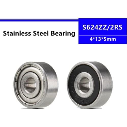 50/100/500pcs S624ZZ S624-2RS 4*13*5mm Stainless Steel Deep Groove Ball Bearing 4x13x5mm SB624ZZ s624 S624RS