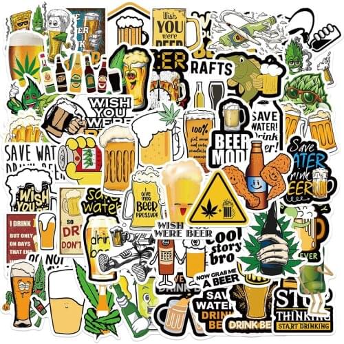50PCS Funny Drink Beer Stickers Pack Spoof Expression Weed 420 Graffiti Decal Sticker For DIY Laptop Motorcycle Helmet Guitar