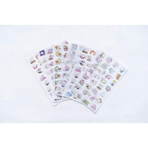 6pcs Cute rabbit pvc Transparent Organizer Calendar Diary Book Planner Sticker Scrapbook Decorationr Diary Sticker papeleria