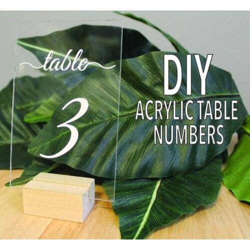 DIY Acrylic Table Number Signs Wedding Table Template & Instructions Clear Table Signs Custom Acrylic Signs for Wedding
