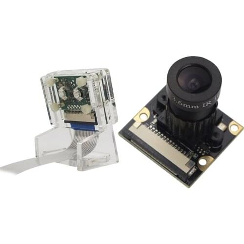 Ov5647 Mini Camera Acrylic Holder Transparent Webcam Bracket for Raspberry Pi 3 Camera & for Raspberry Pi 3B+ 5Mp Megapixel Nigh