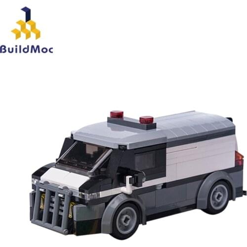 Buildmoc City Police Vehicle Bank Money Transporter Van Car Technical Model Building Blocks Educational Toys For Children Gift
