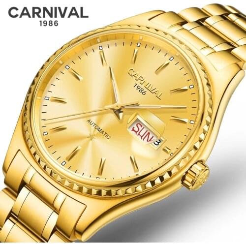 Relogio Masculino Carnival Brand Luxury Automatic Watch Men Fashion Luminous Gold MIYOTA Movement Mechanical Wristwatches Clock