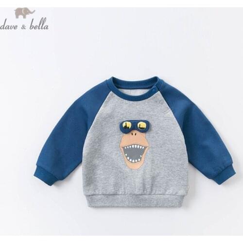 DBW15098 dave bella autumn baby boys handsome cartoon print T-shirt children tops boys fashion kids fashion tees