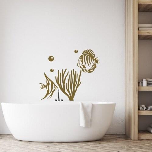 Sea Life Fish Wall Decal Bathroom Decor Ocean Themed Wall Sticker Wall Decor for Bathroom Nursery and More Vinyl Mural X316