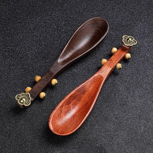 Wooden Carved Pipa Spoon Soup Teaspoon Catering Lute Spoon Kitchenware for Rice Soup Utensil Gongfu Teaware Accessories