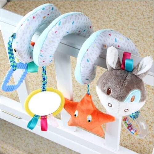 Baby Stroller Toys Carton Animals Baby Soft Toy Donkey Elephant Bed Educational Rattle Around Babys Crib Bed Hanging Toy