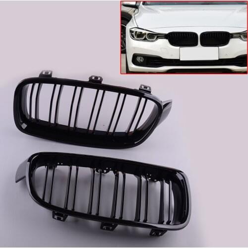 Dual Line Gloss Black Kidney Grille Decor Car Fit For BMW 3-Series F30 F31 51137263480 51137263479 2012 2013 2014 2015 2016 2017