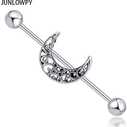 JUNLOWPY Moon Style Ear Industrial Barbell Scaffold Bar Traugs Helix Piercing Cartilage Fashion Earring Sexy Body Jewelry 20pcs
