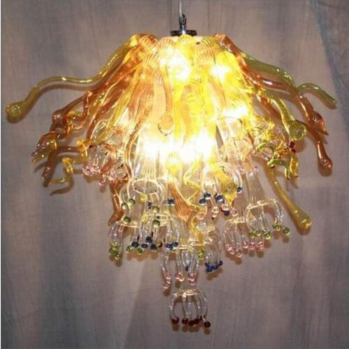 Spanish Multicolor Mini Size Art Glass Chandelier Lighting LED Blown Glass Hotel Foyer Chandelier
