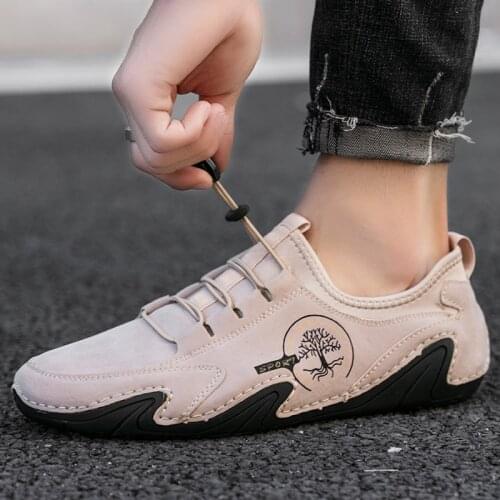 KEZZLY Mens lace-up plus size mens shoes Outdoor fashion peasy shoes Comfortable driving shoes