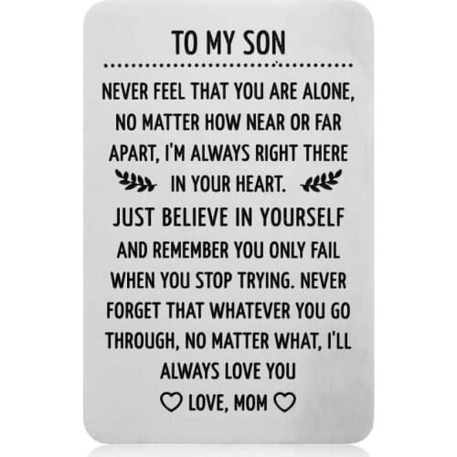 To My Son Wallet Card Birthday Gifts for Son from Mom Step Mother Sweet 16th Birthday Love Note Gift for Him Adult Men Boys