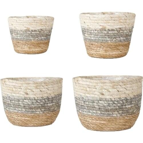 Plant Potted Round Flower Pot Basket Hand Woven Plant Basket Indoor Planter Woven Plants Pots Decorative Outdoor Planting X7XD