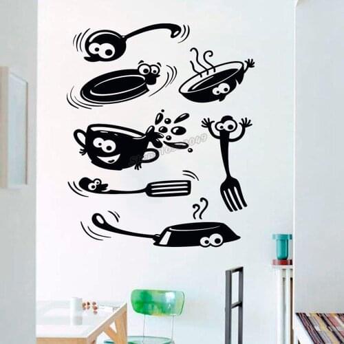 Kitchen tools Wall Stickers Art Knife Fork Spoon Wall Decal for Kitchen Wall Decor Kitchen Decal Handmade Vinyl Art Decor B003
