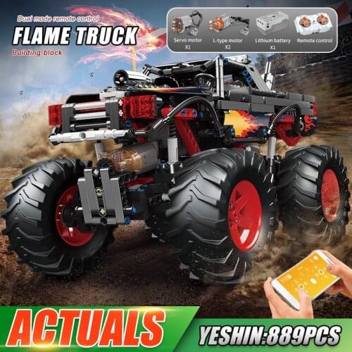 MOULD KING 18008 High-Tech Toys The APP RC Motorized Flame Climbing Truck Model Building Blocks Bricks Kids Christmas Gifts